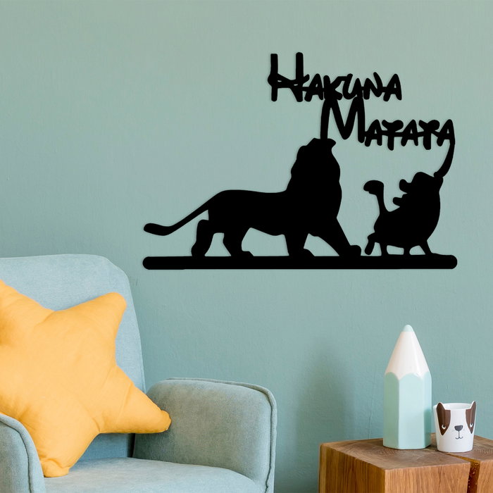 Wallity Hakuna Matata Lion And Piggy Escultura de Pared en Negro Wallity Hakuna Matata Lion And Piggy Escultura de Pared en Negro